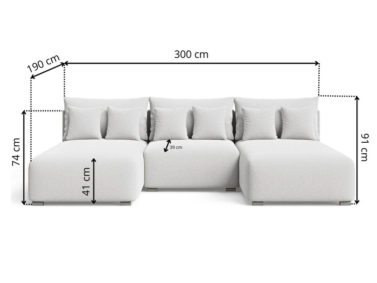 Narożnik U z funkcją spania i pojemnikiem Ronni Beżowy