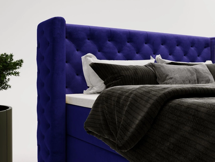 Łóżko kontynentalne z pojemnikiem na pościel 120x200 cm Lion Niebieskie