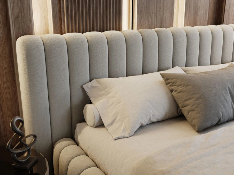 Łóżko tapicerowane z pojemnikiem i stelażem 200x200 Bliss Szare