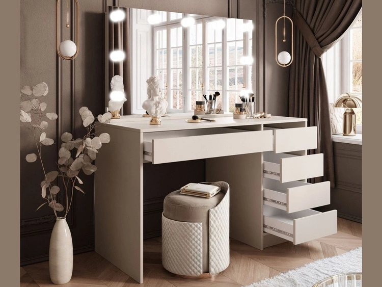 Toaletka z lustrem, szufladami i oświetleniem LED Melo Elite kaszmir mat