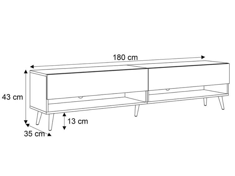 Szafka RTV do salonu 180 cm ze złotymi nóżkami i oświetleniem LED Aurelie Kaszmir połysk