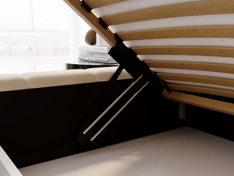 Łóżko tapicerowane z pojemnikiem i stelażem 140x200 Mellow Beżowe