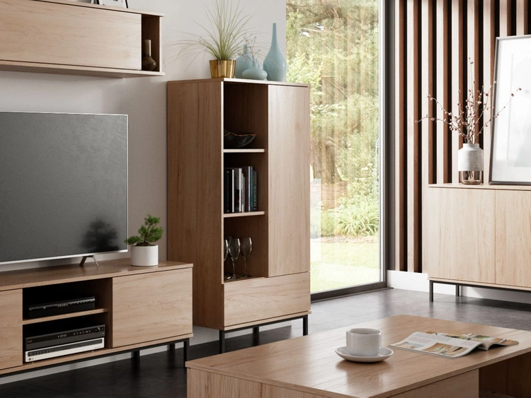 Regał z szufladą i drzwiczkami Soroko Hikora