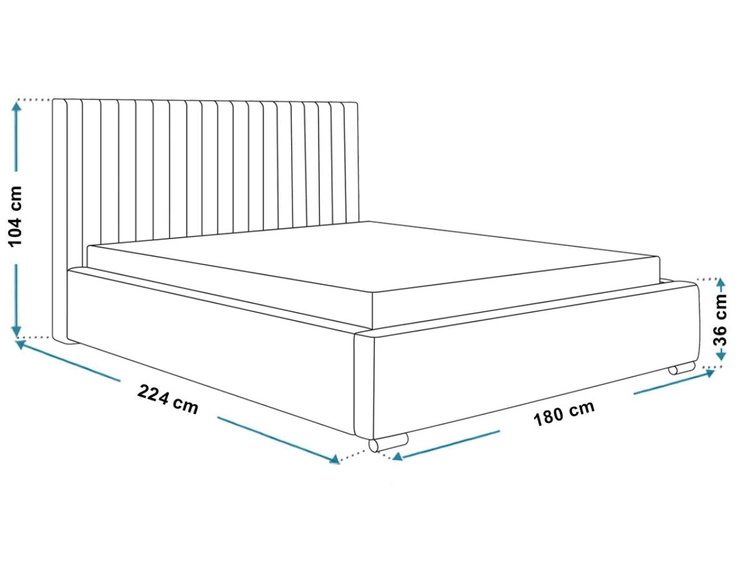 Łóżko tapicerowane z pojemnikiem i stelażem 160x200 Toscania Niebieskie