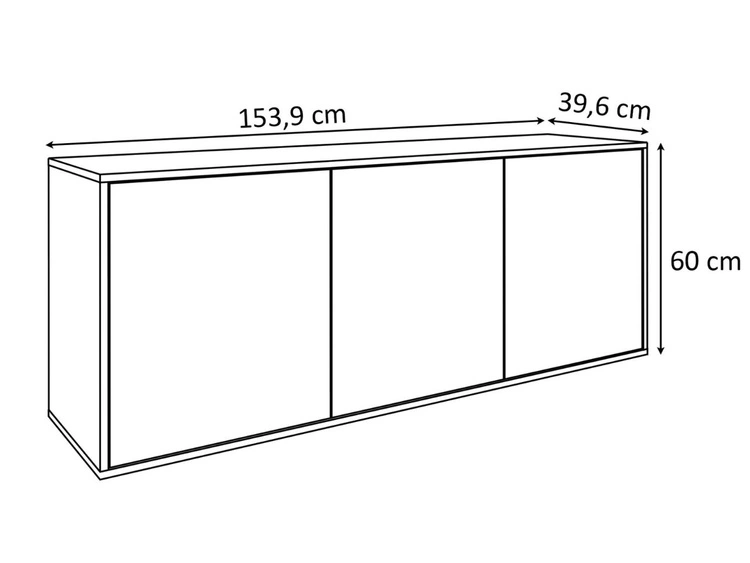 Trzydrzwiowa komoda 154 cm w stylu loft wisząca Vivance czarny mat i dąb artisan