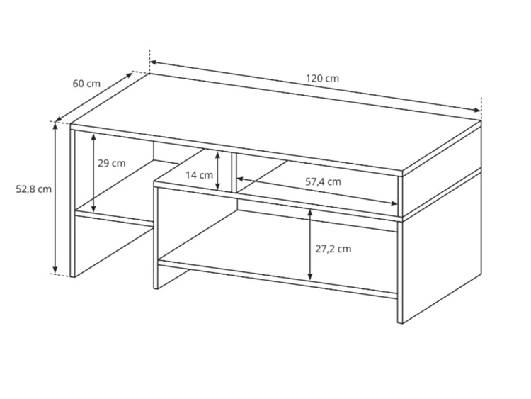 Stolik kawowy Alvano Dąb Craft Złoty, Antracyt