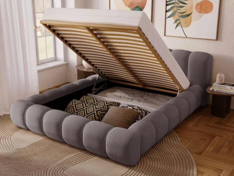 Łóżko tapicerowane z pojemnikiem na pościel 120x200 Doria Szare