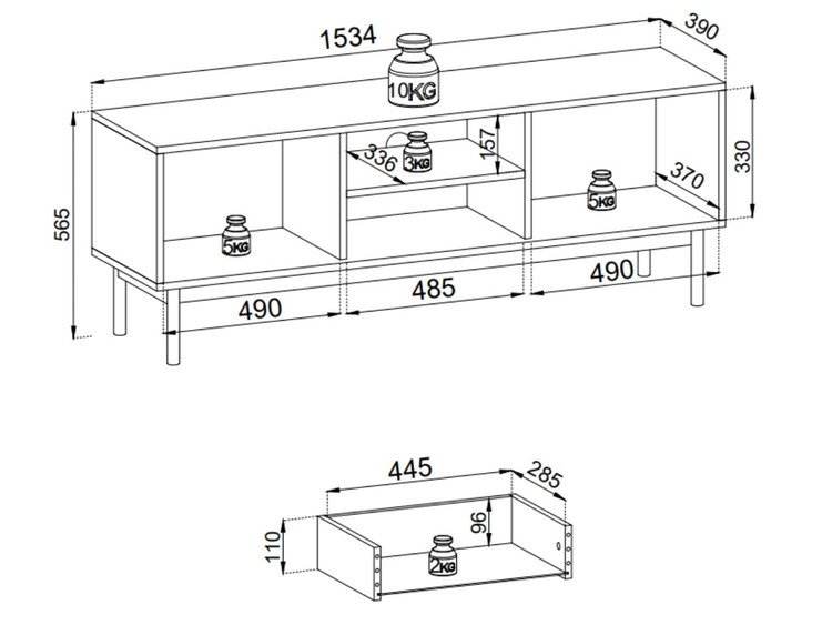 Szafka pod telewizor z szufladami i drzwiczkami Julio Dąb Linea