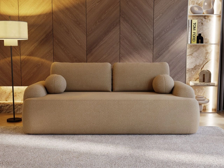 Kanapa z funkcją spania i pojemnikiem Aurio Jasnobrązowa