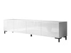 Szafka RTV pod telewizor z drzwiczkami na czarnych nóżkach 200 cm Nodoo Biały połysk