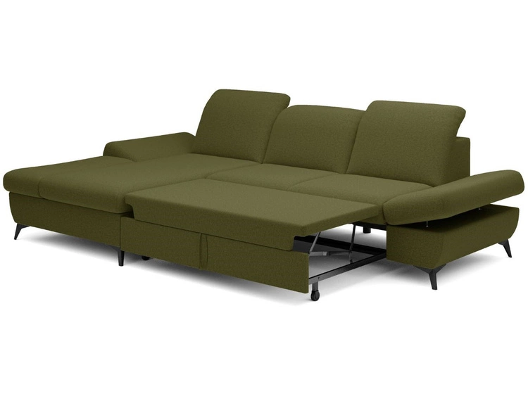 Narożnik L Lewy z funkcją spania i pojemnikiem Hannover Ciemnozielony