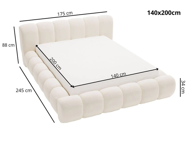 Łóżko tapicerowane z pojemnikiem na pościel 140x200 Doria Czarne