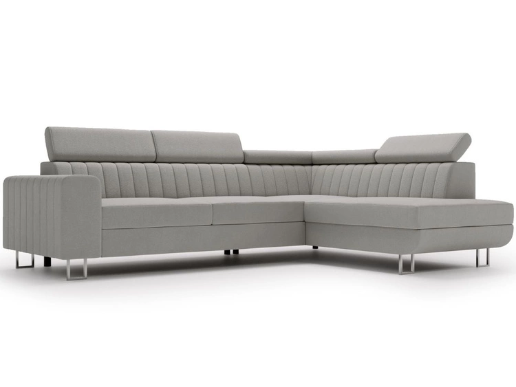 Narożnik z funkcją spania i pojemnikiem Berona prawy Szary