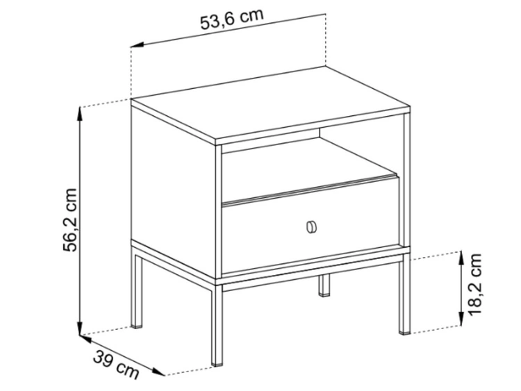 Stolik nocny z szufladą na czarnych nóżkach Amor Beż piaskowy