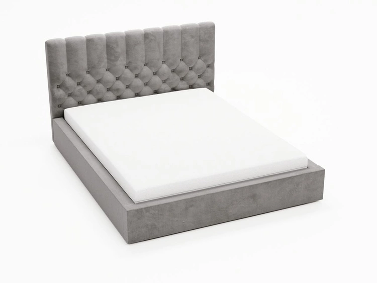 Łóżko tapicerowane z pojemnikiem i stelażem 160x200 cm Roma Szare