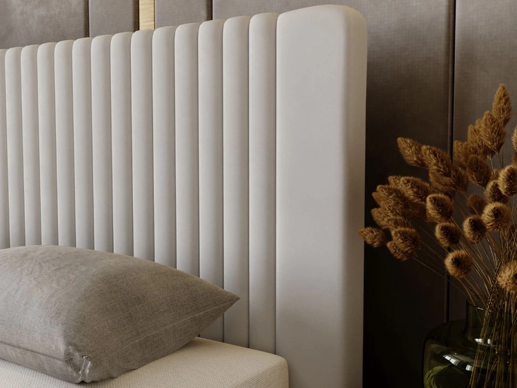 Łóżko tapicerowane z pojemnikiem i stelażem 160x200 Malmo Jasny szary