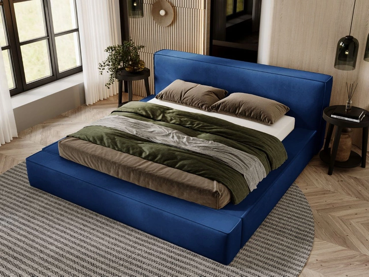 Łóżko tapicerowane z pojemnikiem i stelażem 120x200 Mali Niebieskie