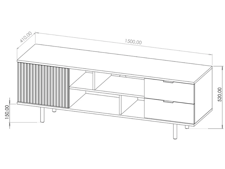 Szafka pod telewizor z szufladami i drzwiczkami Ankara Czarna