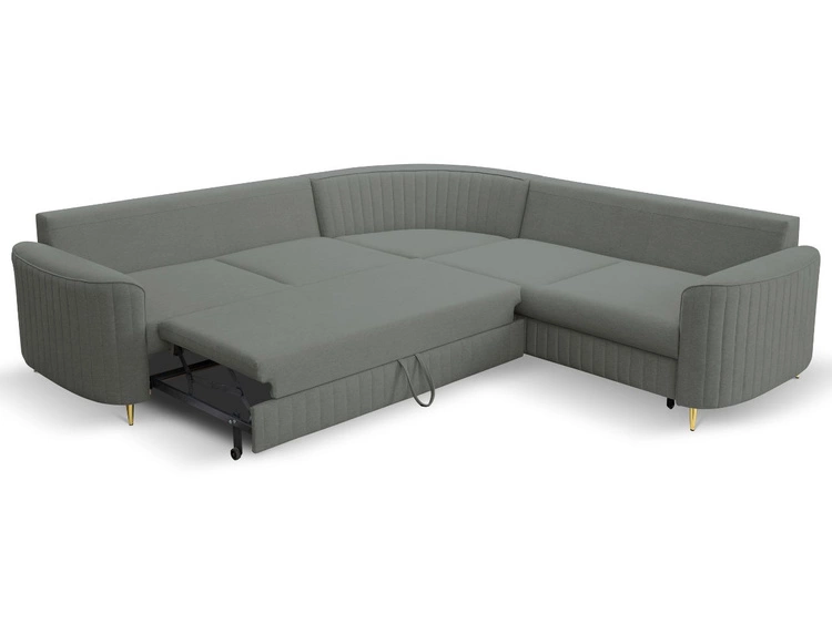 Narożnik L Lewy z funkcją spania i pojemnikiem Limon Szary