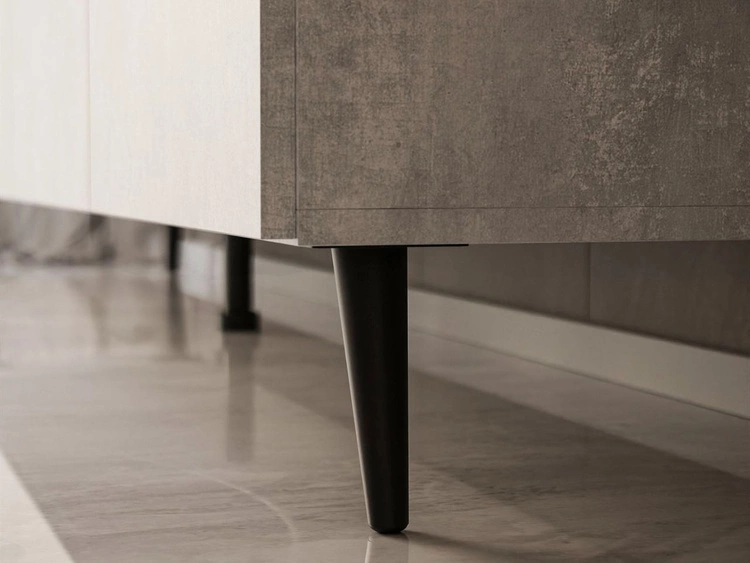 Szafka RTV pod telewizor z drzwiczkami na czarnych nóżkach 100 cm Nodoo Beton