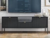 Szafka pod telewizor z szufladami i drzwiczkami Amber czarna na czarnych nogach