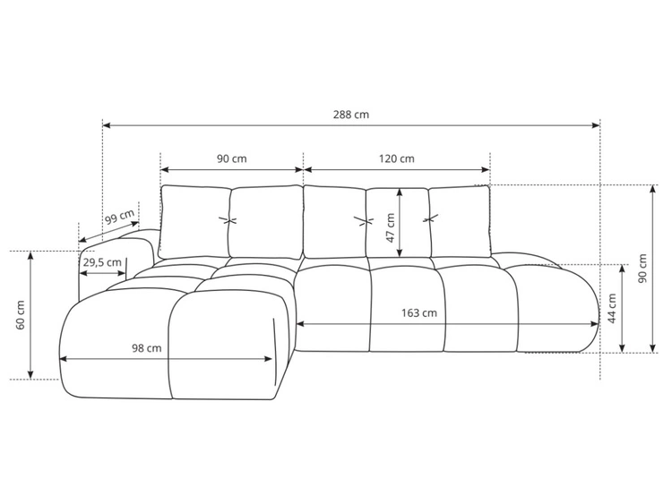 Narożnik L Prawy z funkcją spania i pojemnikiem Sile L Jasnoróżowy