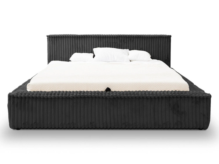 Łóżko tapicerowane z pojemnikiem i stelażem 160x200 Lago Czarne