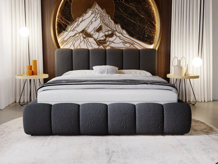 Łóżko tapicerowane z pojemnikiem i stelażem 120x200 Cloud czarne