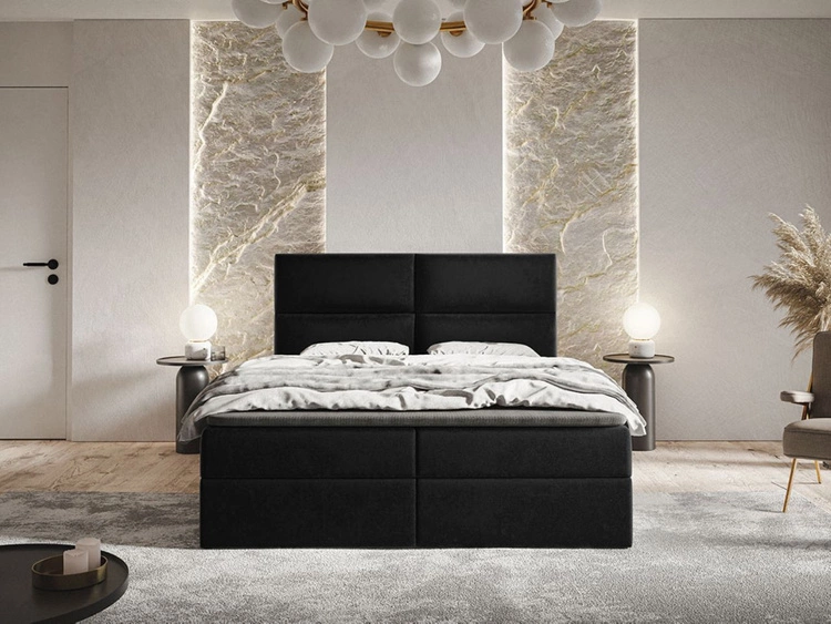 Łóżko kontynentalne z pojemnikiem na pościel 120x200 Hera Czarne