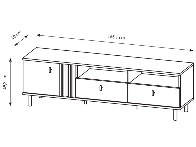 Szafka pod telewizor z szufladami i drzwiczkami Malone Dąb Artisan, Antracyt