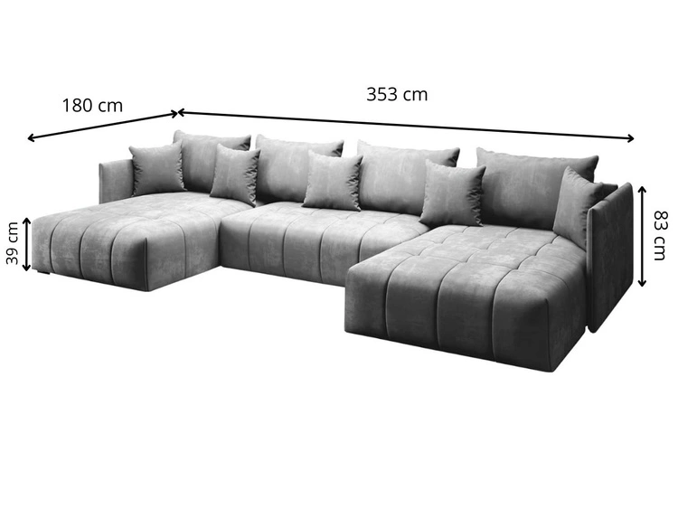 Narożnik U z funkcją spania i pojemnikiem Ardi U Brązowy