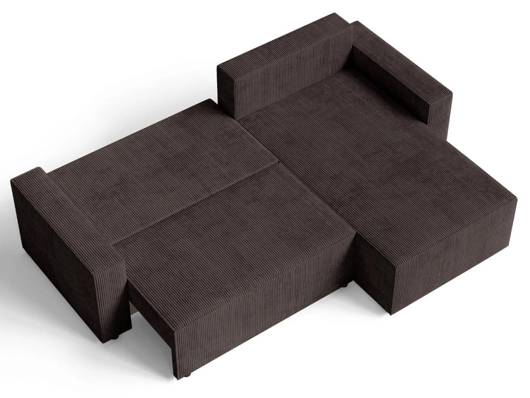 Narożnik L uniwersalny z funkcją spania i pojemnikiem Nivo Brązowy