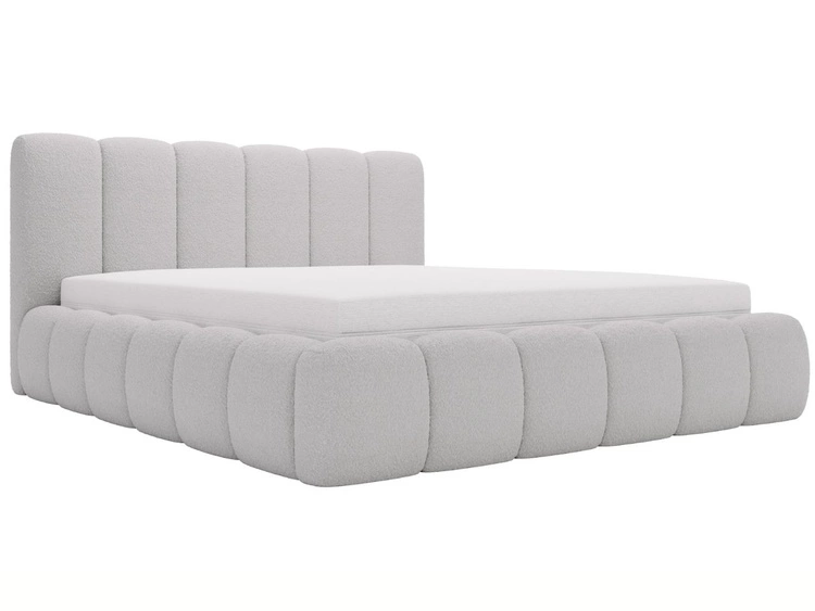 Łóżko tapicerowane z pojemnikiem i stelażem 200x200 Cloud jasnoszare