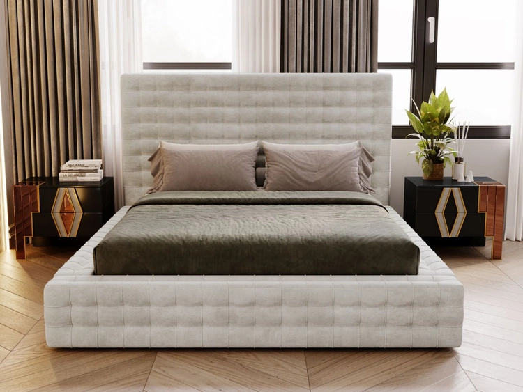 Łóżko tapicerowane z pojemnikiem i stelażem 120x200 Barbados Kremowe