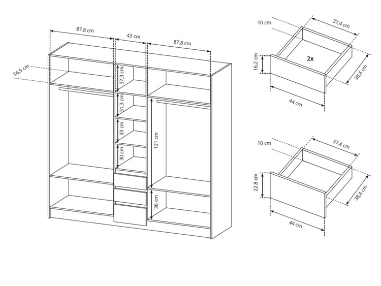 Zestaw mebli do sypialni Baffi Dąb Craft Złoty, Biały