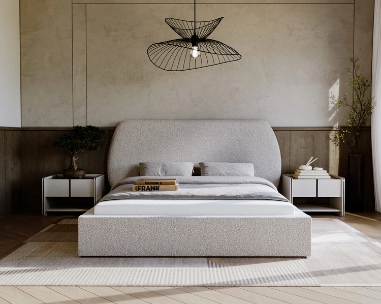 Łóżko tapicerowane z pojemnikiem i stelażem 120x200 cm Blossom Szare