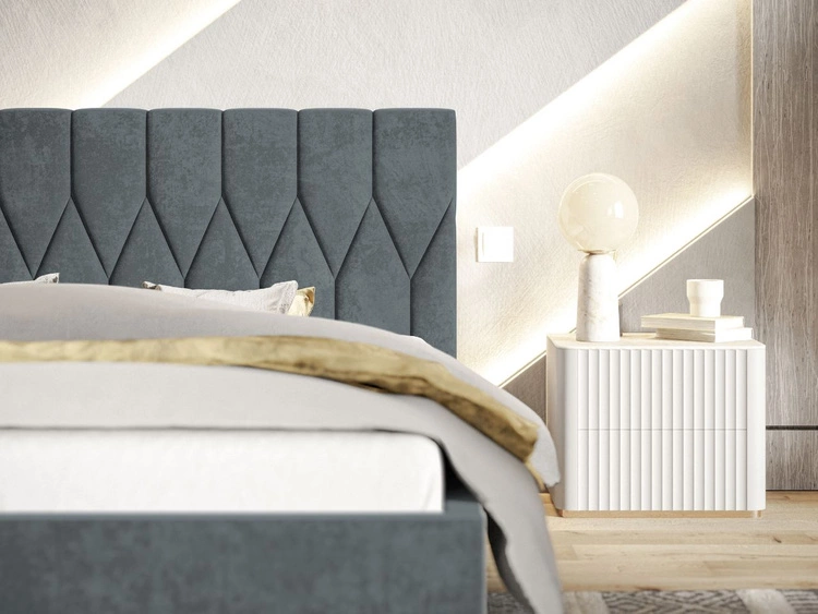 Łóżko tapicerowane z pojemnikiem i stelażem 140x200 Gaja Zielone