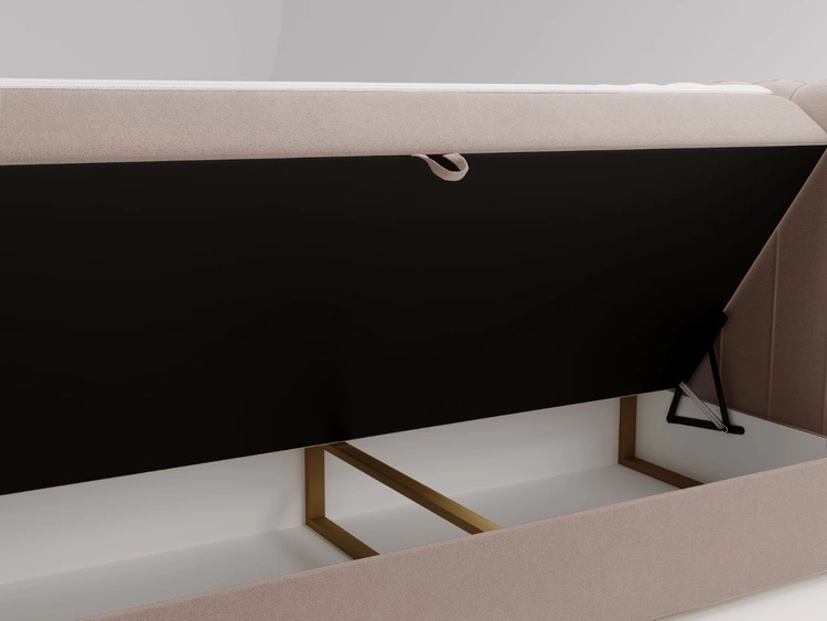 Łóżko kontynentalne z pojemnikiem na pościel 140x200 Osteno Beżowe