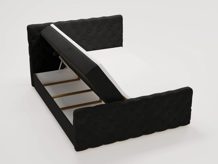 Łóżko kontynentalne z pojemnikiem na pościel 160x200 Lunaris Czarny