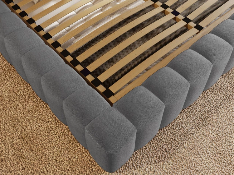 Łóżko tapicerowane z pojemnikiem i stelażem 140x200 cm Rotto Szare