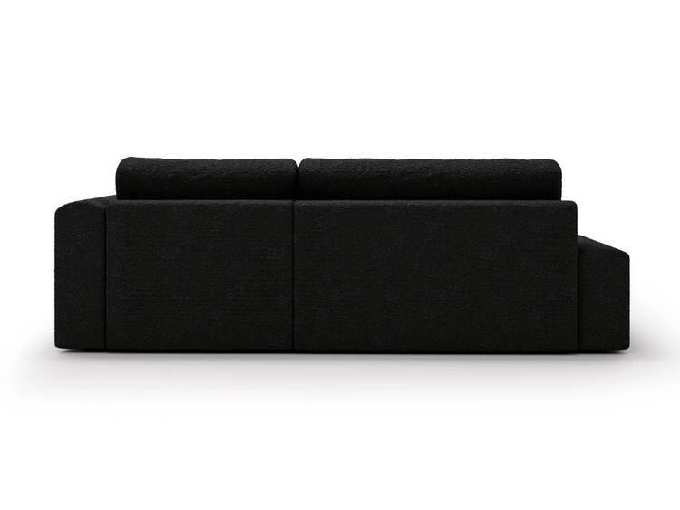 Narożnik L prawy z funkcją spania i pojemnikiem Lana Czarny