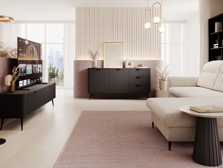 Komoda z szufladami i drzwiami 163 cm Latina Czarna