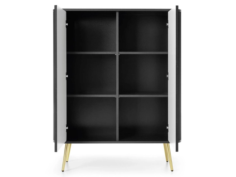Komoda z drzwiami na złotych nogach Viva Czarna