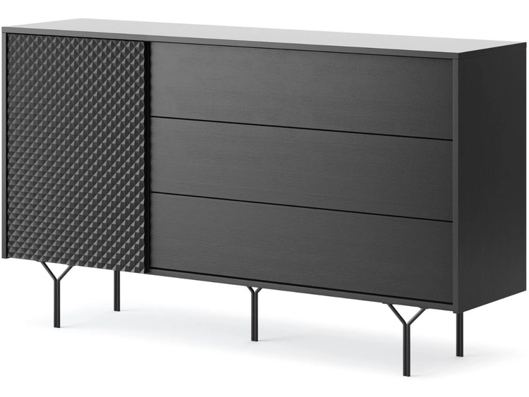 Komoda z jednym skrzydłem drzwiowym i szufladami Ravi Czarna