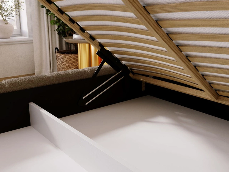 Łóżko tapicerowane z pojemnikiem i stelażem 180x200 Alicante Brązowe