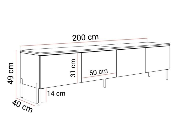 Szafka RTV w stylu glamour z oświetleniem LED Celle biały połysk