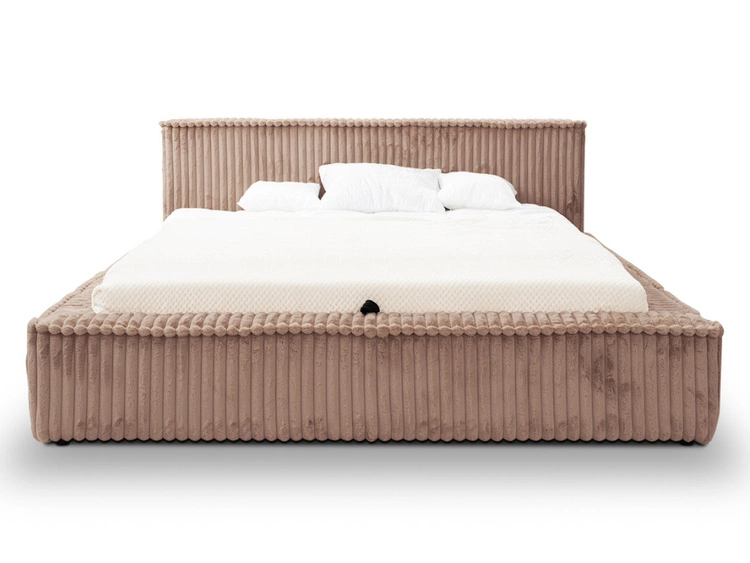 Łóżko tapicerowane z pojemnikiem i stelażem 140x200 Lago Brązowe