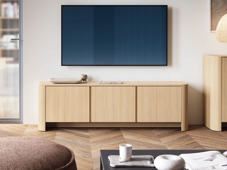 Zestaw mebli do salonu ze złotą listwą dekoracyjną Brillo Dąb Vicenza