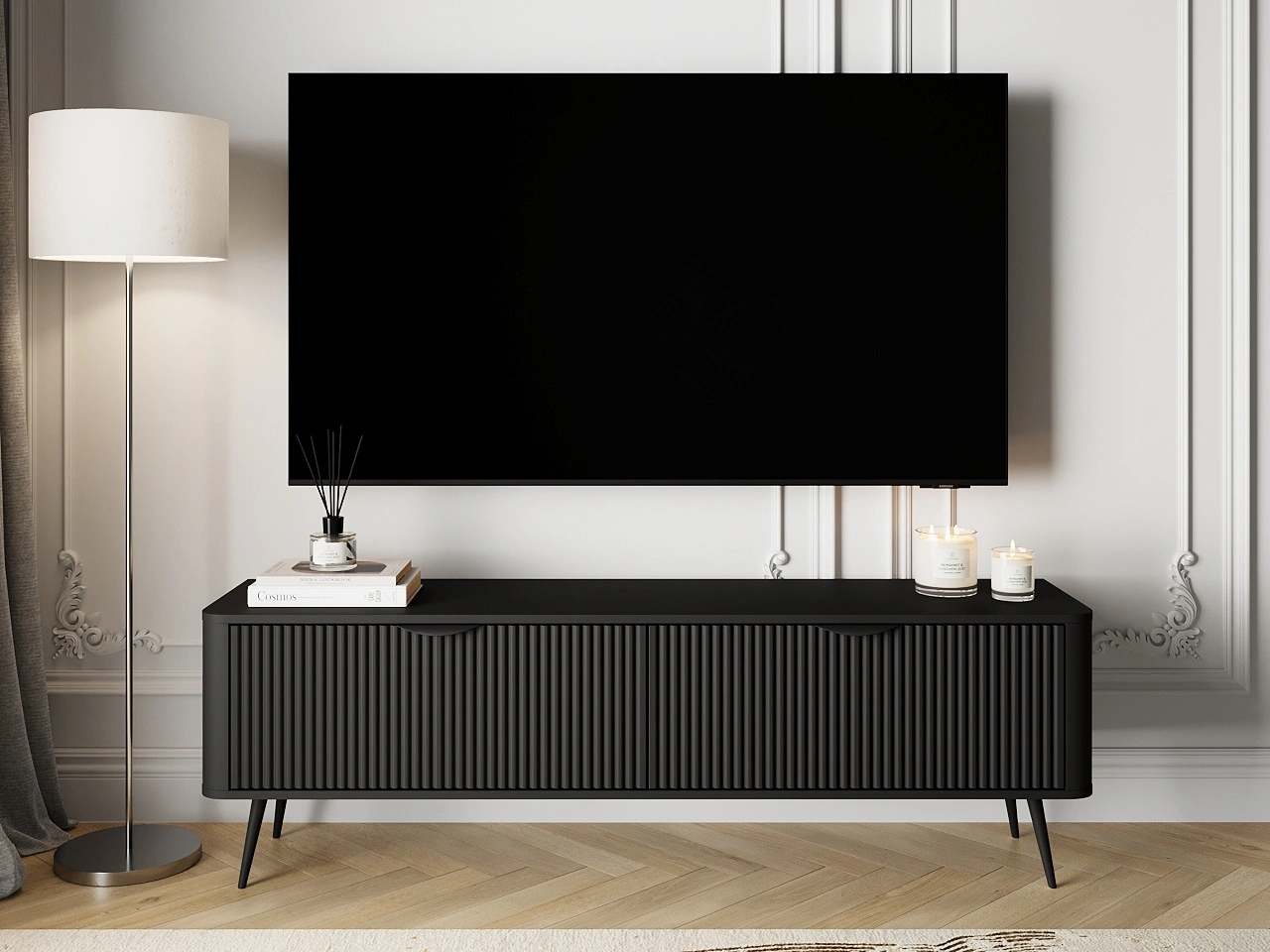 Szafka pod telewizor z drzwiczkami 160 cm Latina Czarna