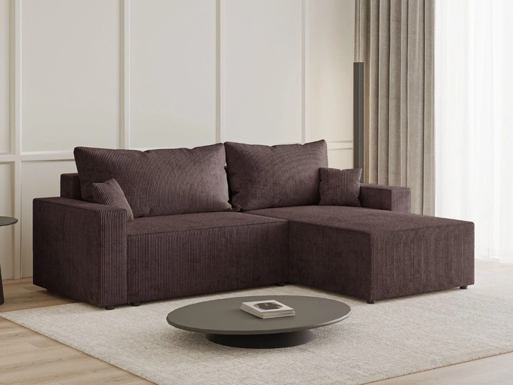 Narożnik L uniwersalny z funkcją spania i pojemnikiem Nivo Brązowy